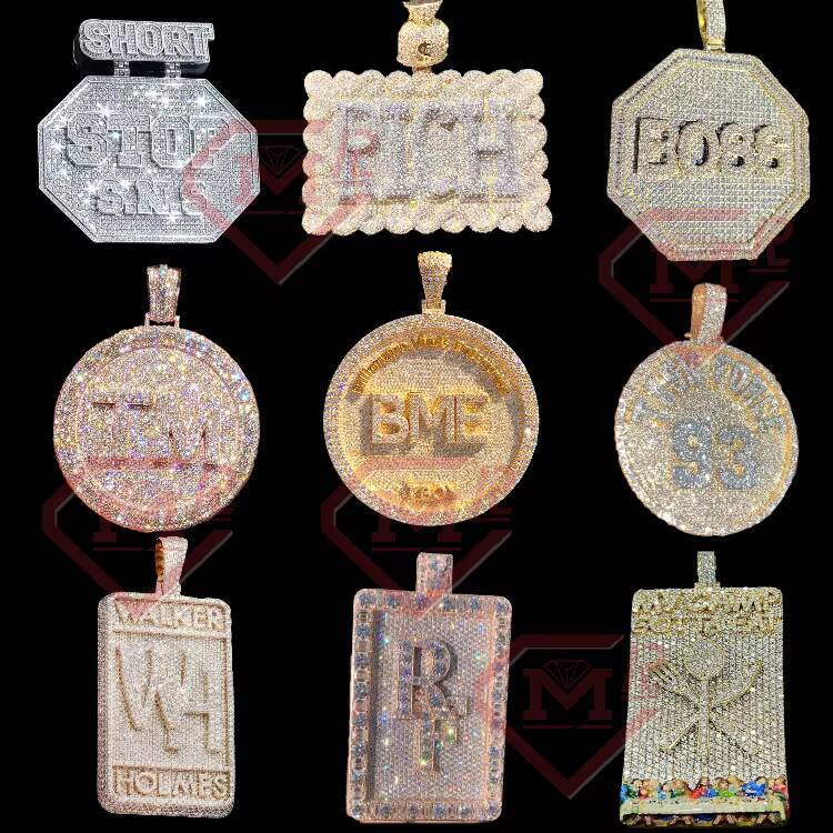 Custom Moissanite Round Pendant 925 Sterling Silver Pendant VVS Iced Out Diamond Moissanite Pendant