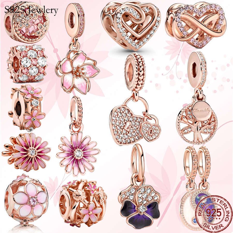 925 Sterling Silver Charm Daisy Flower Heart Family Tree Tree Tree Species Suitable For Primitive Classic Womens Bracelet Diy Jewelry Gift