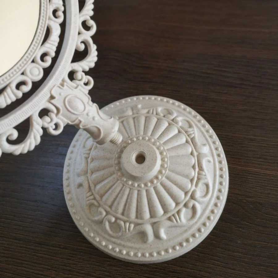 oval-shaped makeup mirror vintage European style makeup mirror 360-degree rotating swivel desktop makeup mirror home decor gift Z250807