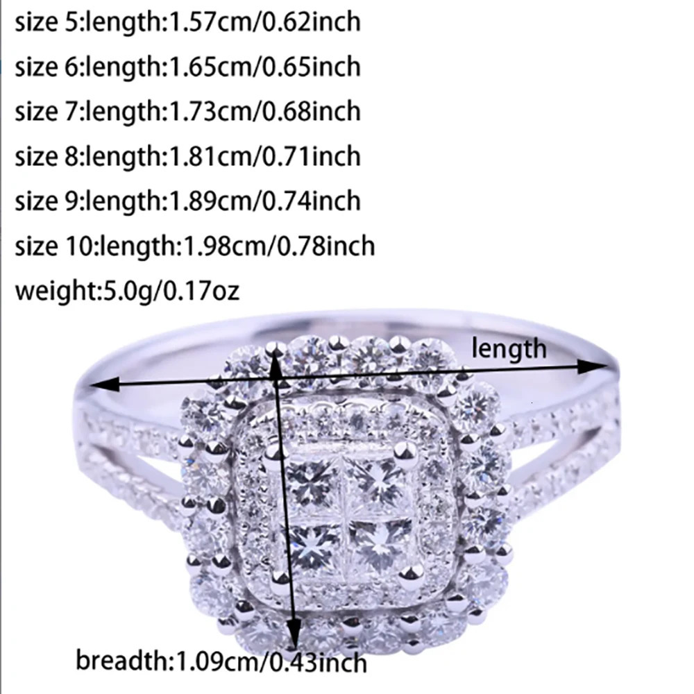 Gorgeous Square Shape Women Ring Full Bling Iced Out Micro Pave Crystal Zircon Bridal Ring Wedding Engagement Ring R5474 250717