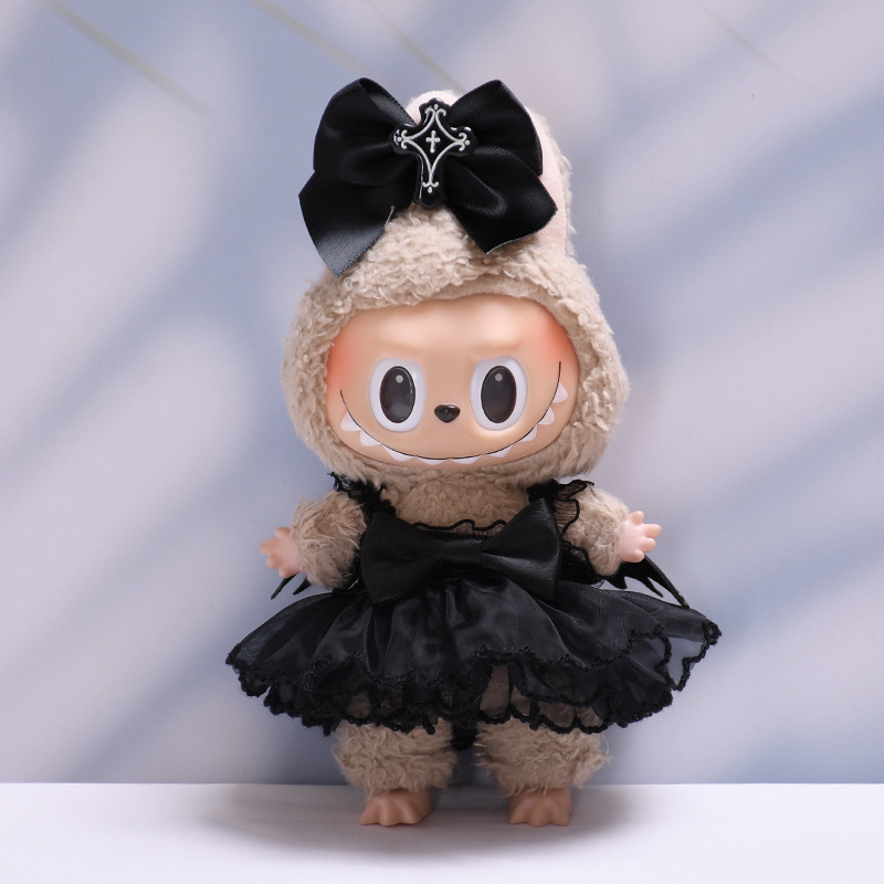 Suitable for labubu Clothes Fashion Gothic Style Skirt For Labubu Doll Clothes Pendant Little Devil Angel 15/17cm Plush Doll Universal 0808