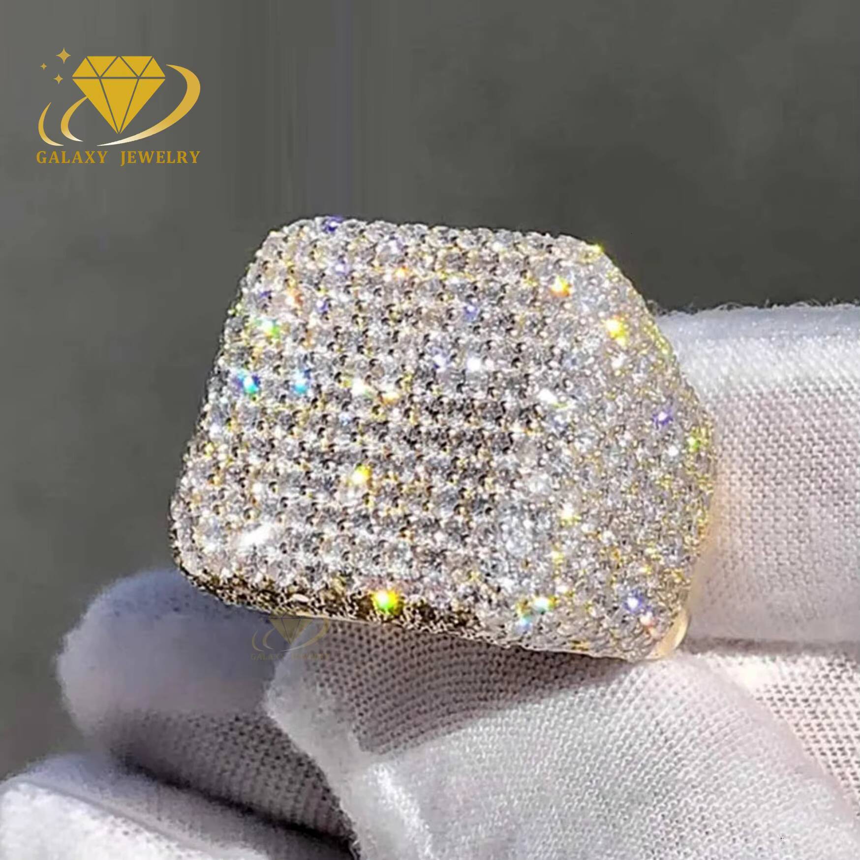 Latest Solid 10K 14K 18K Gold 925 Sterling Silver Mens Bling Rapper Hip Jewelry Iced Out Moissanite Diamond Ring