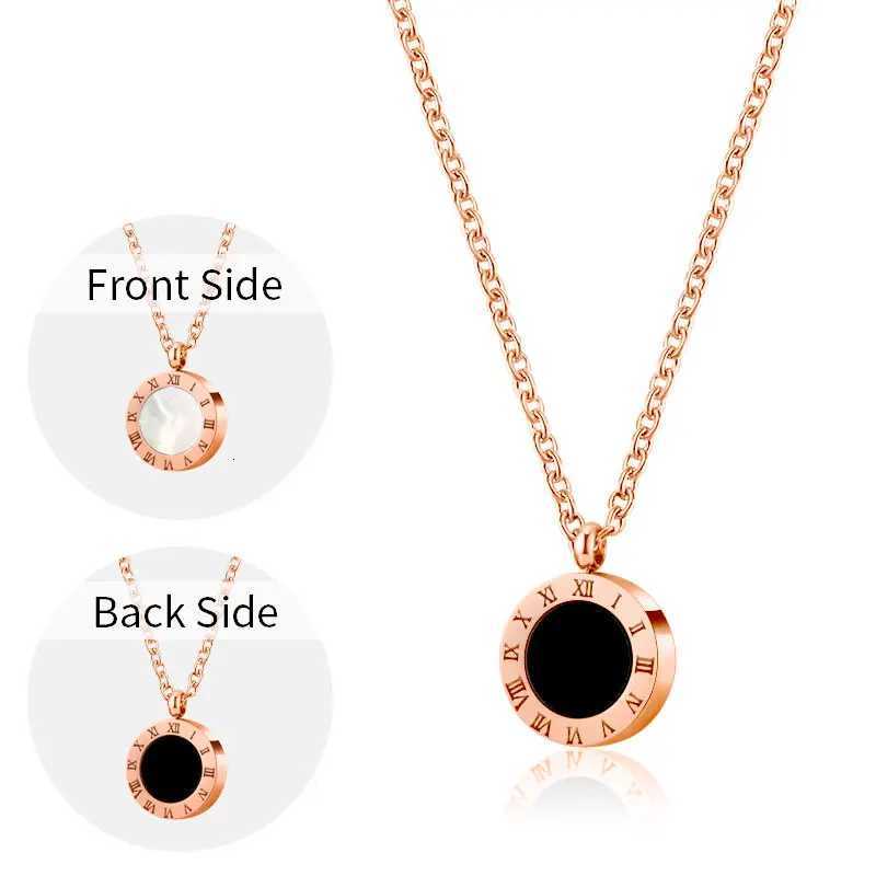 PAXA Stainl Steel Ran Numeral Black White Shell Necklace For Wen Fashion Round Pendant Chain Collar Fem Party Jewelry S250808