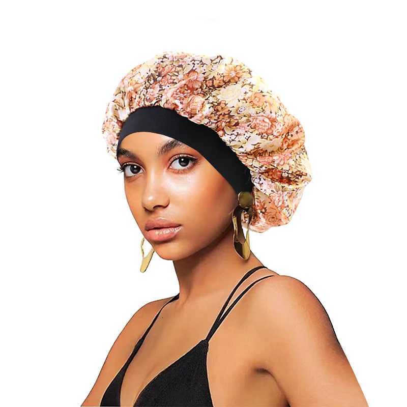 New Satin Hair Caps for Sleeping Women Bath Wide-brimmed Headwear Cover Hat Curly Hair Styling Accessories Hair Cap for Sleeping Z250808