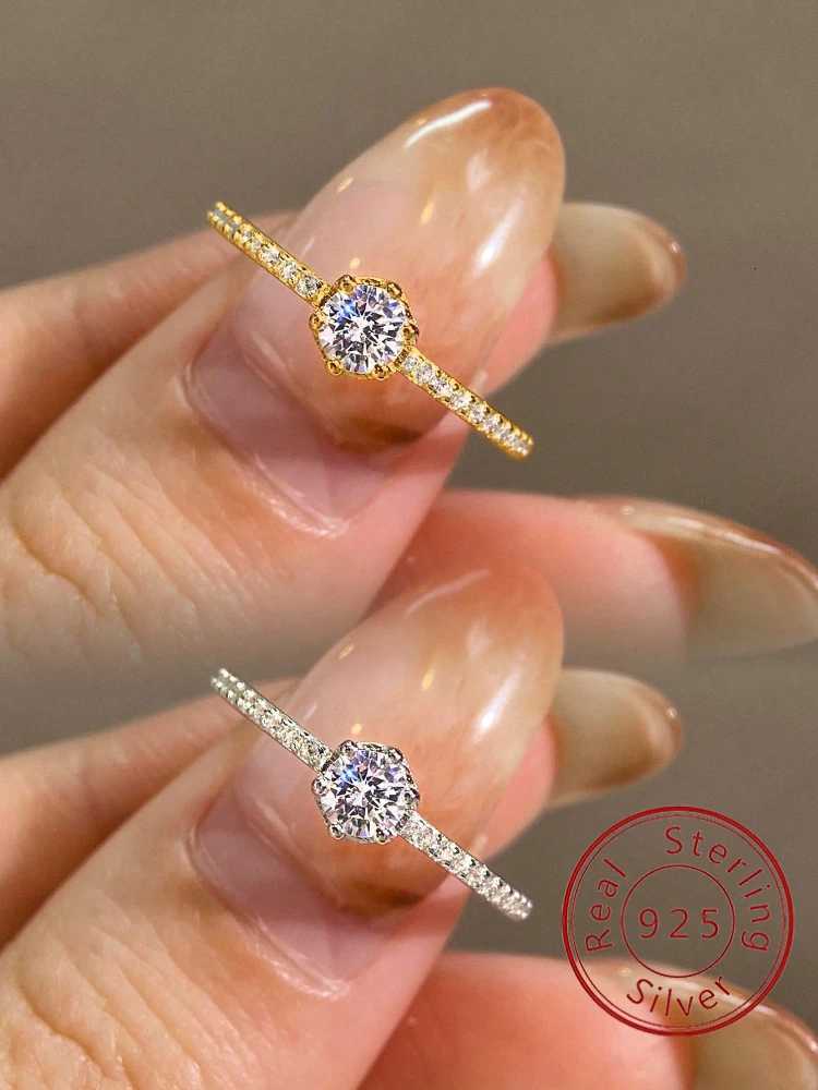 925 Sterling Silver Gorgeous Round Zircon Rings For Women Engagement Wedding Statement High Quality Fine Jewelry Bride Gift Y250808