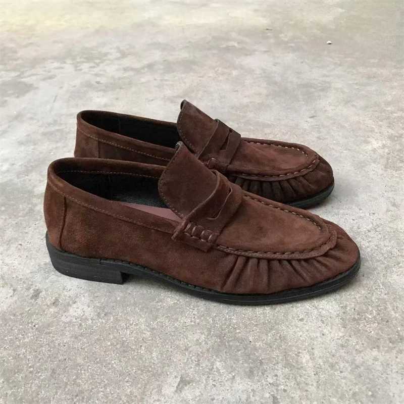 New French Retro Flat Shoes Made of Pure Handmade Calf Leather Le Fu Womens Rubber Sole One-Step Comfortable and Casual Single W250808