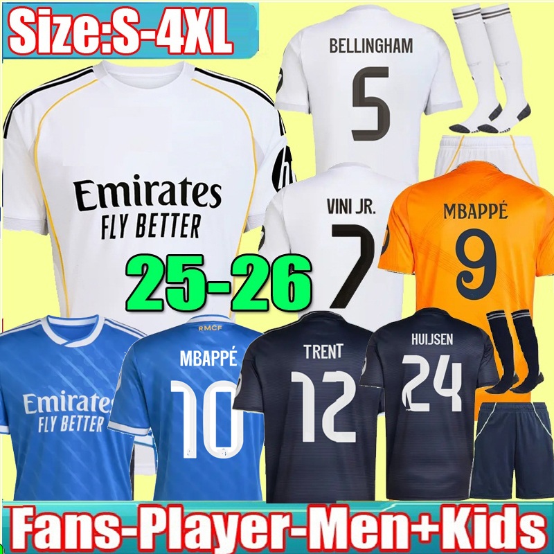 3XL 4XL Reals MBAPPE BELLINGHAM VINI JR MadrIdS 25 26 soccer jerseys MODRIC RODRYGO VALVERDE ENDRICK 2025 2026 Football Shirts CARVAJAL Men Kids Kit uniforms
