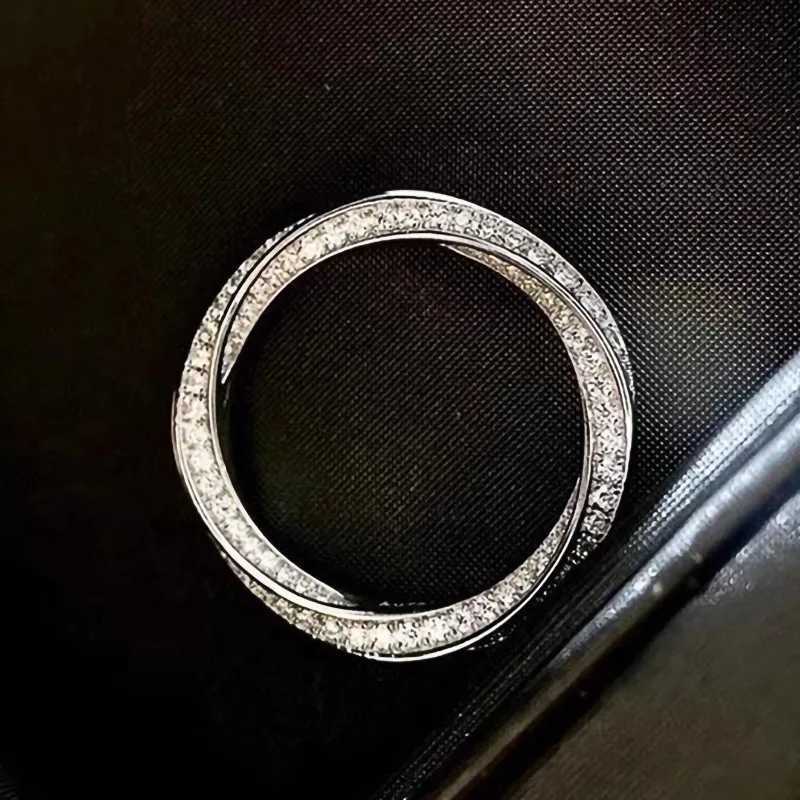 Classic Female Rings 925 Sterling Silver Sparkling Twist Cubic Zircon Finger Rings for Women Promise Wedding Band Jewelry Gift Y250808