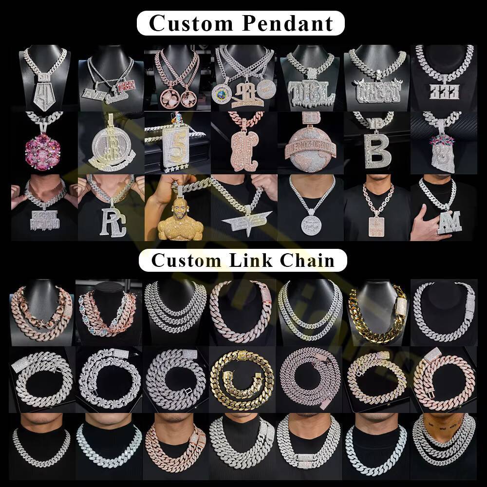 Custom Name Mossanite Pendant Iced Out Pendant VVS Moissanite Letter Pendant Silver 925 Gold Plated Hip Hop Jewelry