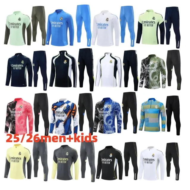 2025 2026 REALS Madrids football TRACKSUIT set TRAINING suit 24/25/26 MBEPPE BELLINGHAM VINI JR men and kids football jacket chandal futbol survetement