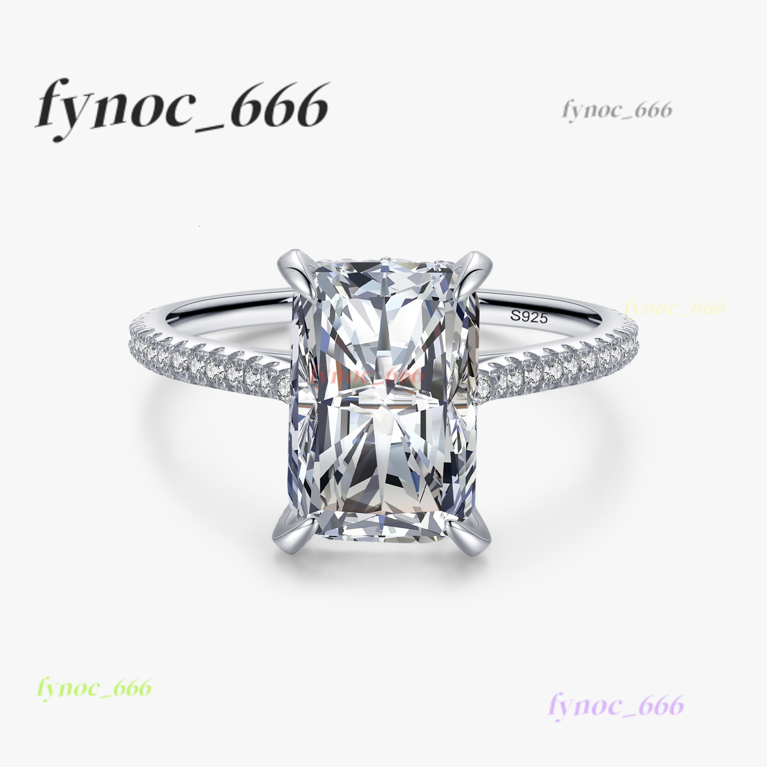 Real 925 Sterling Silver Exquisite Luxury 3ct Clear Moissanite Rectangle Rings for Women Girls Anti-allergy Fine Jewelry Gift