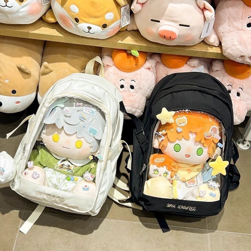 2025 Autumn New Women s Backpack Versatile Cotton Doll Transparent Pain Bag Cute and Soft College Style Student Backpack Autumn New Designer Backpack