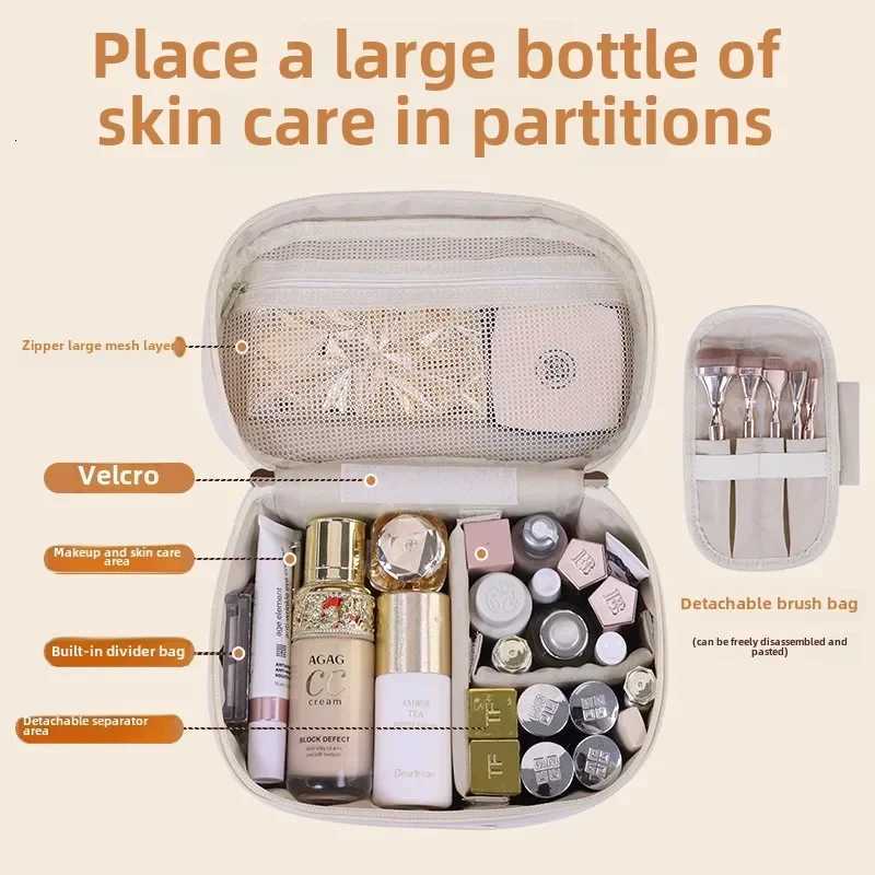 Portable Makeup B Organizer Foldable Multi-Pocket Cosmetic Bag for Women Perfect for Travel Daily Use Bathroom Storage Y250808