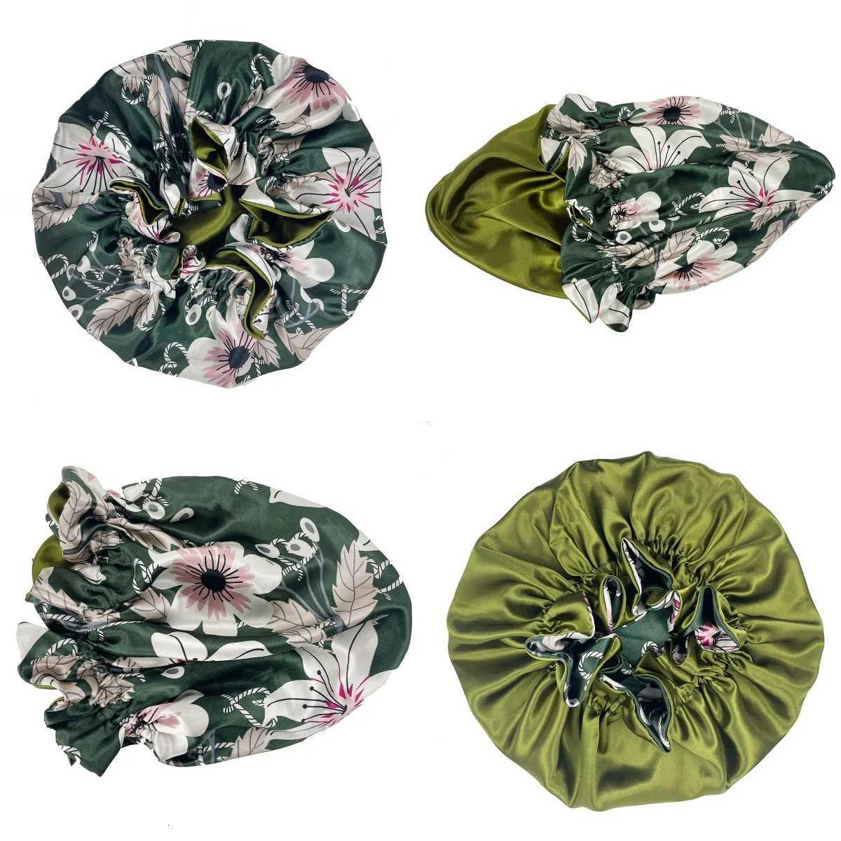 New Double-Sided Reversible Satin Bonnet Hat Large Satin Lined Bonnet Sleep Cap Silky Night Sleep Cover Cap Lady Hair Styling Z250808