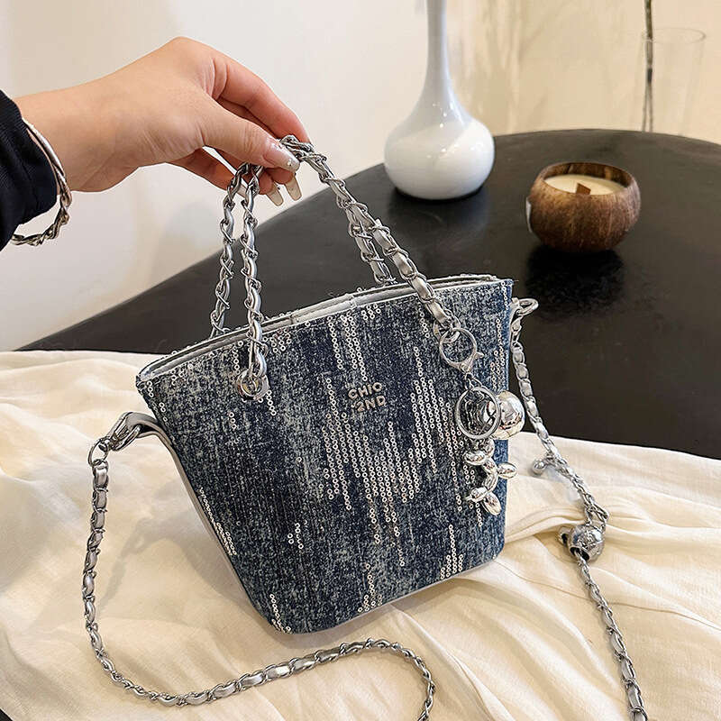 Denim for Luxury Women 2025 New Single bags Designer Shoulder purse and wallet Crossbody High-end Fashionable Chain Handbag Bucket Bag Trendy