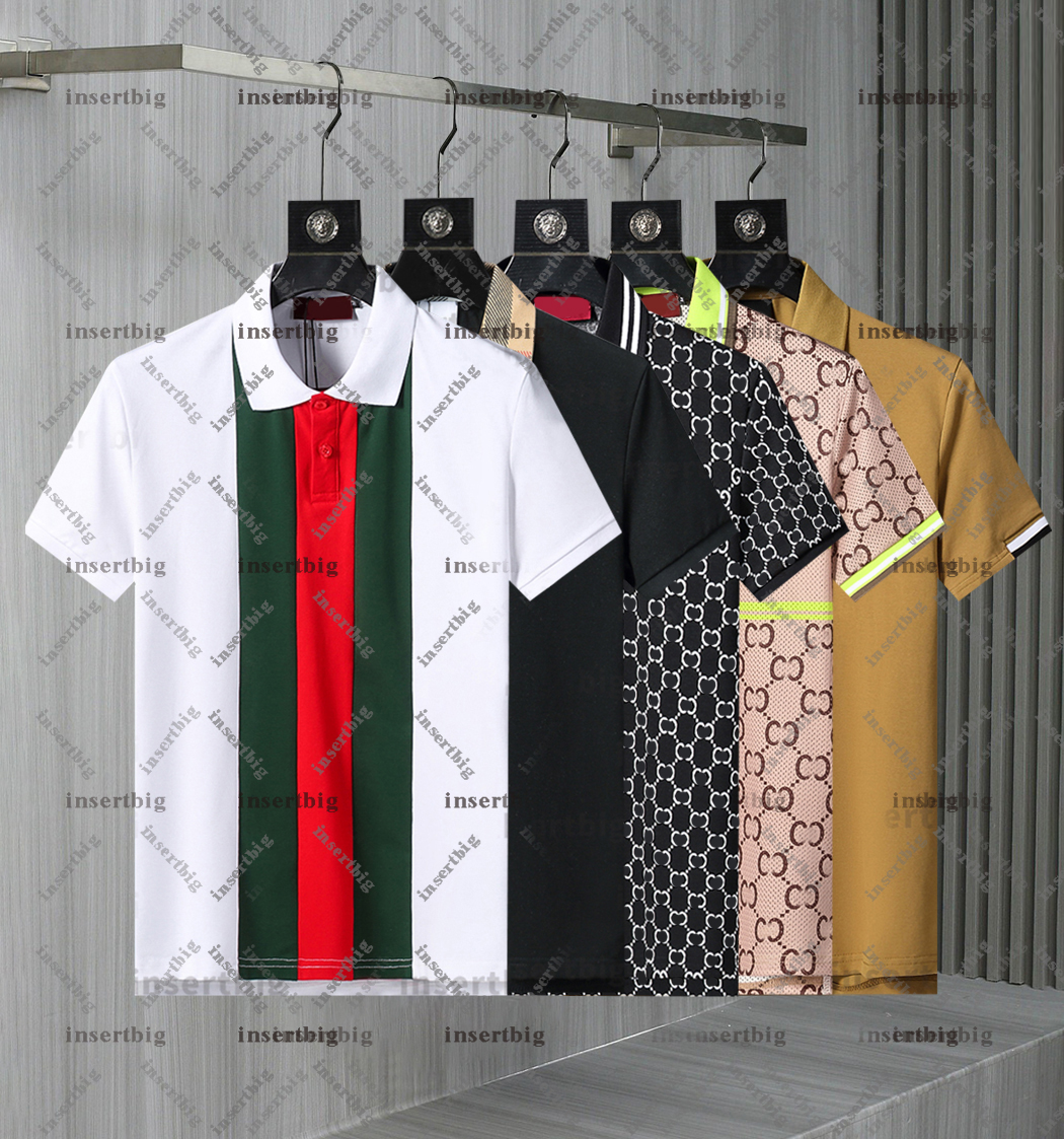 New Designer Polo Shirt Fashion Casual Mens Polos Pink Polo Shirt Contrast Short Sleeve 100% Cotton