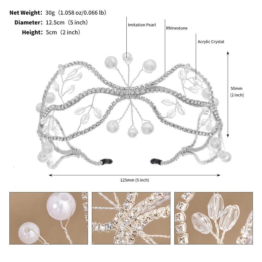 Unique Design Pearl Crystal Beaded Hair Net For Girls Handmade Sparkling Rhinestone Bands Party Hair Jewelry As Gifts Y250808