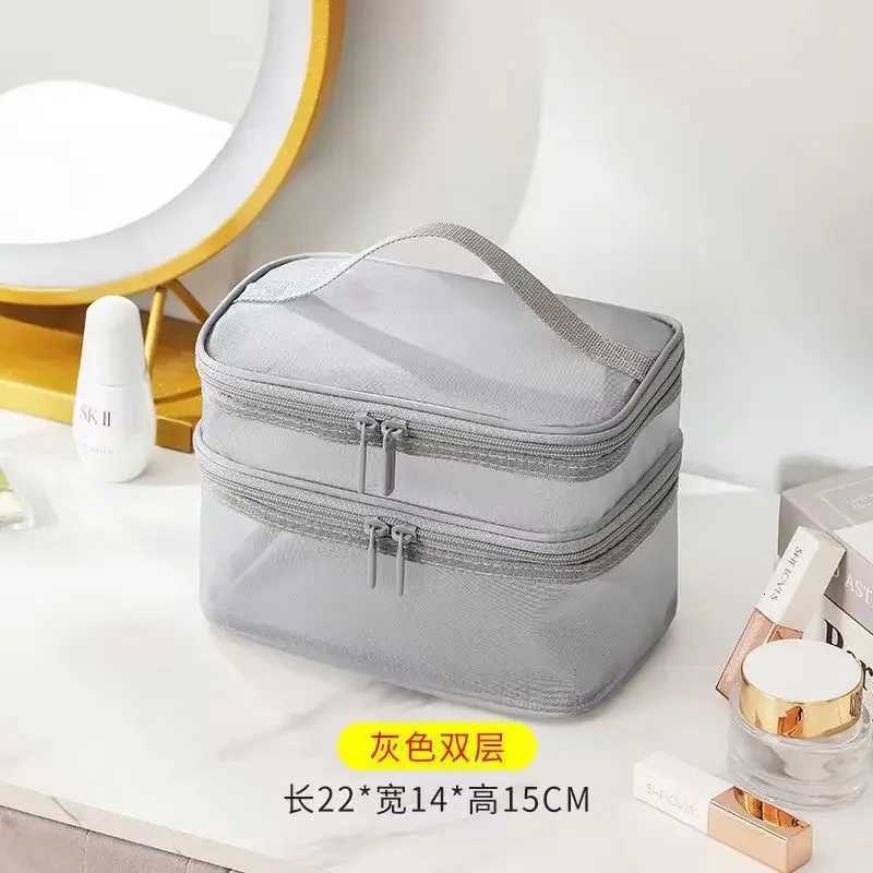 100% Transparent Mesh Travel Cosmetic Bag Makeup and Toiletries Kit Storage Bag Make Up Organizer Bag Y250808