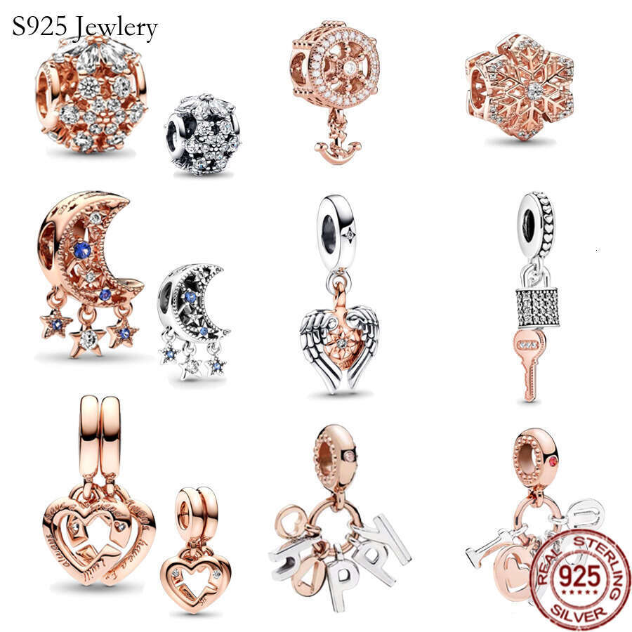 925 Sterling Silver Charms Connection Sister Heart Split Suspension Pearl Beads Suitable For Primitive Ladies Bracelets Fashion Jewelry