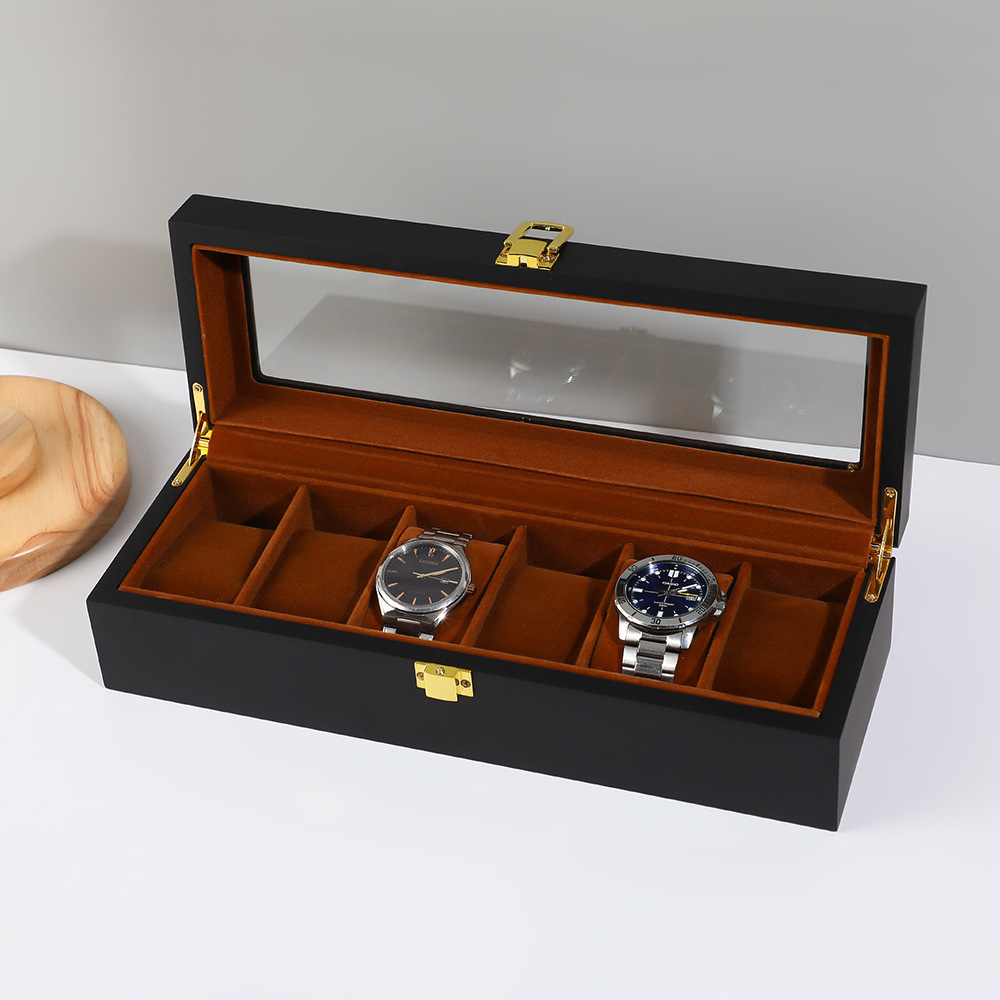 High-end Lacquer 12-slot Watch Display Box Black Matte Jewelry Storage Box Large Capacity Flip Cover Window Watch Box 241018