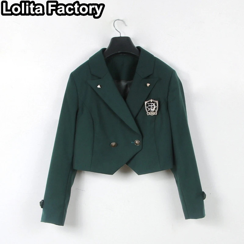 Japanese Women JK Green Blazer Suit skirt coat Harajuku High School Uniform for Students Girl Outwear College Style blazers 250729