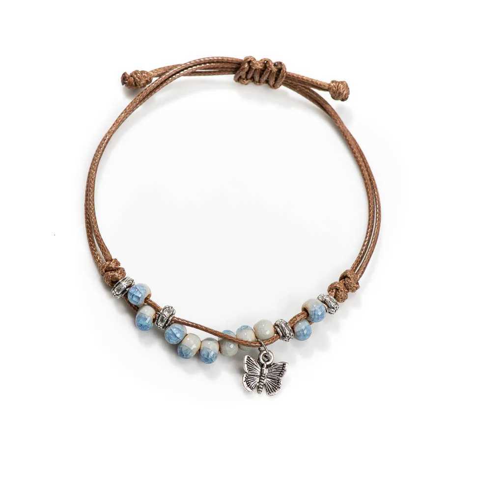 Handmade Butterfly Ceramic Cracked Ice Vintage Adjustable Bracelets Elastic Cord Bohemian Chic Jewelry Unique Gift H920 Z250807