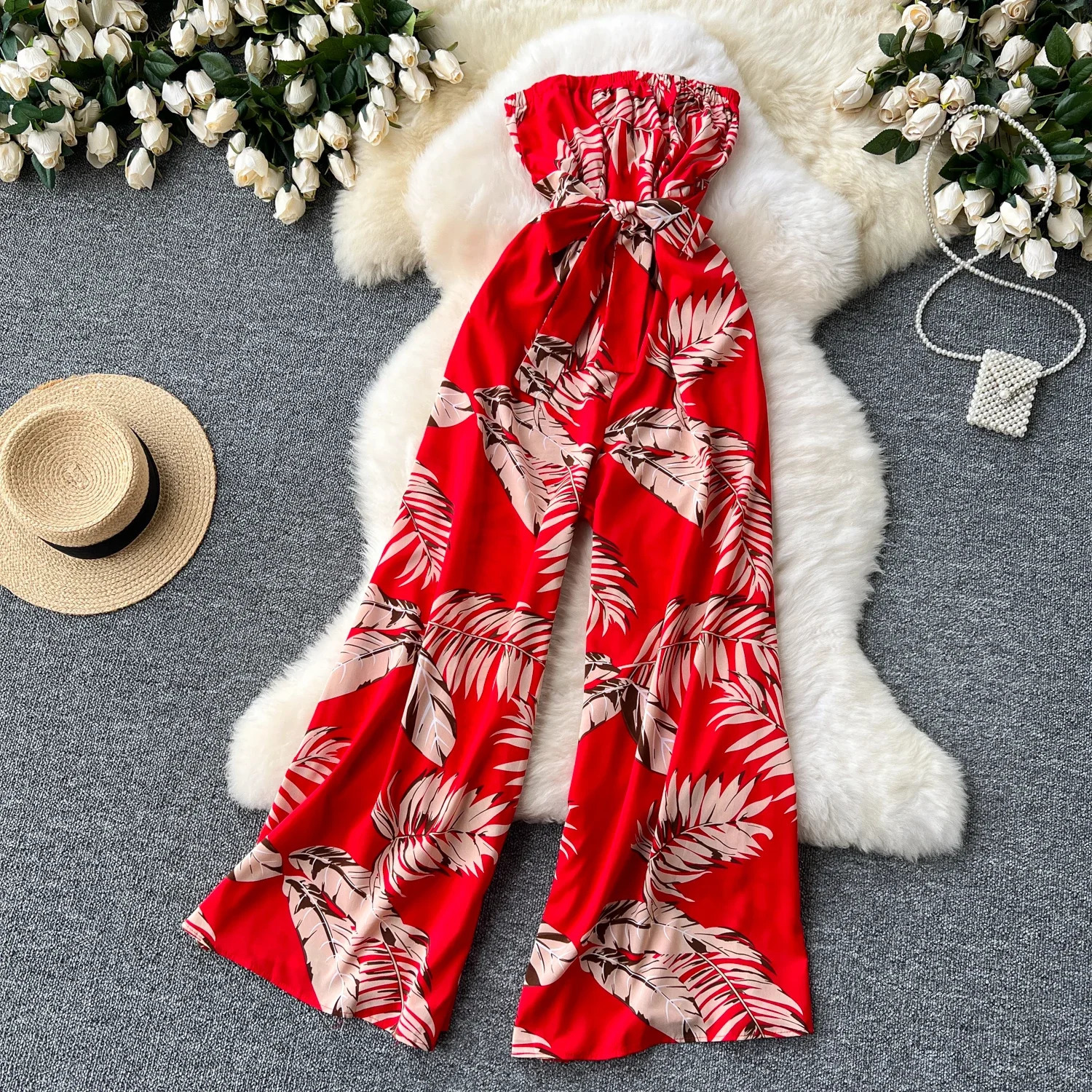 Womens Jumpsuit Elegant Sexy Suspender Printed Jumpsuits Casual Hip Waist Overalls Romper For Women Spring Summer 2024 y250807