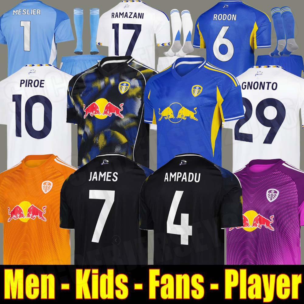 25 26 Leeds fans player AMPADU Llorente Soccer Jerseys STRUIJK PIROE AARONSON MATEO JOSEPH Football Shirt 2025 Uniforms Men Kids Kits RODON ROTHWELL BAMFORD9999