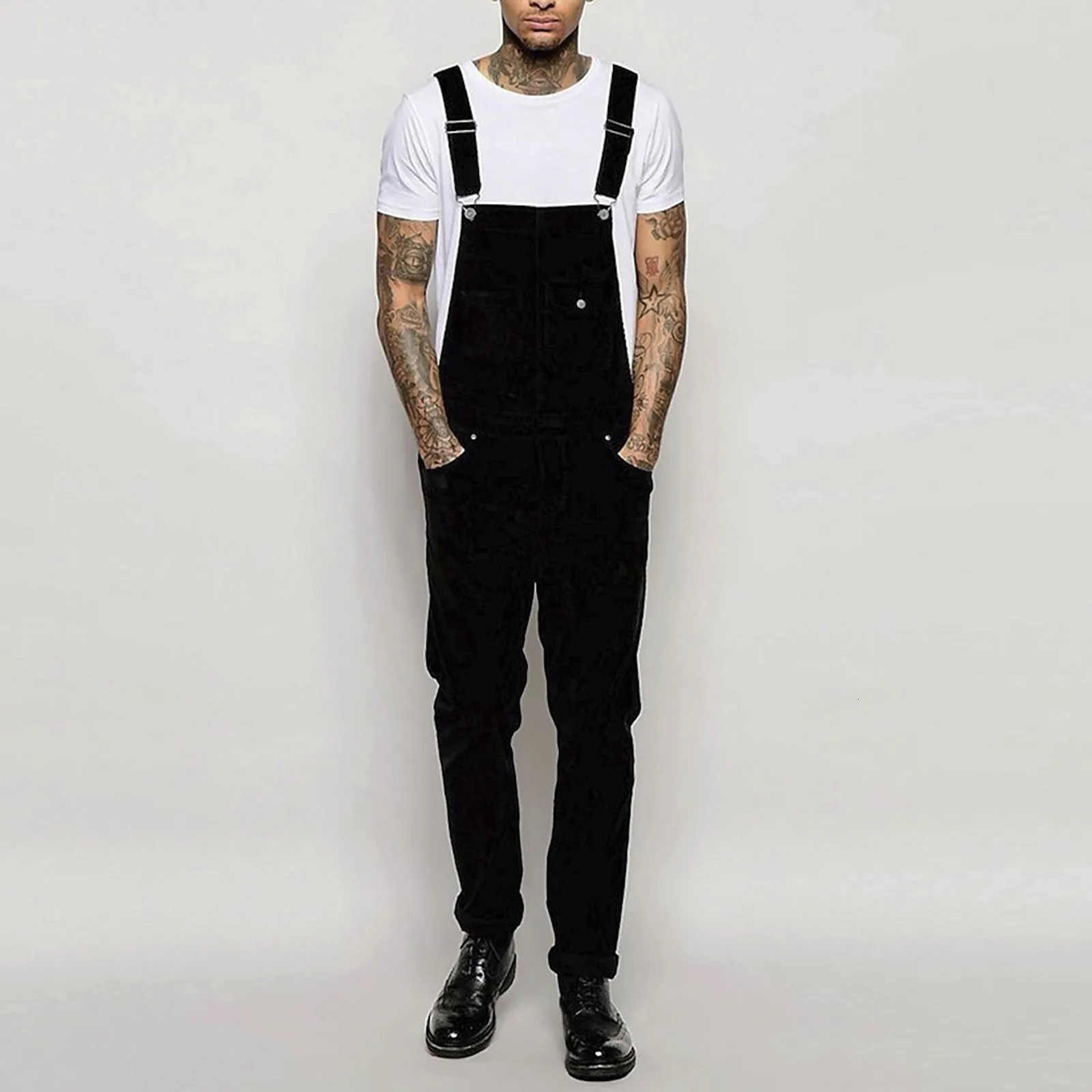 Fashion Mens Ripped Jeans Jumpsuits Ankle Length Letter Printing Distressed Denim Bib Overalls For Men Suspender Pants 250804