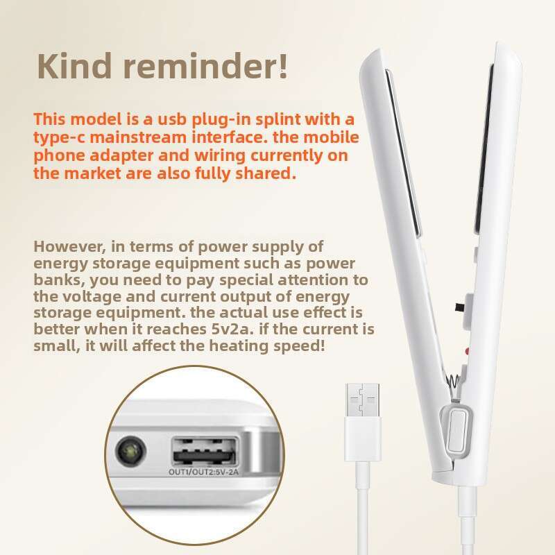 USB Portable Hair Straightener Wireless Curling Iron Dual-Use Clip Bangs Curler