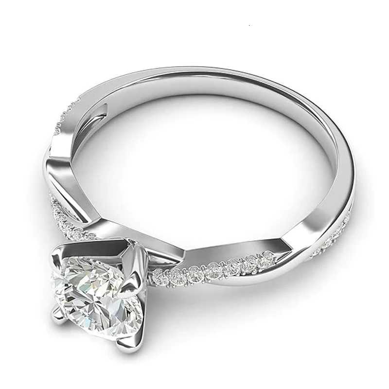 925 Sterling Silver Women Rings Minimalist Bright Round Cubic Zirconia Finger Accessories Fashion Bride Wedding Jewelry Y250808