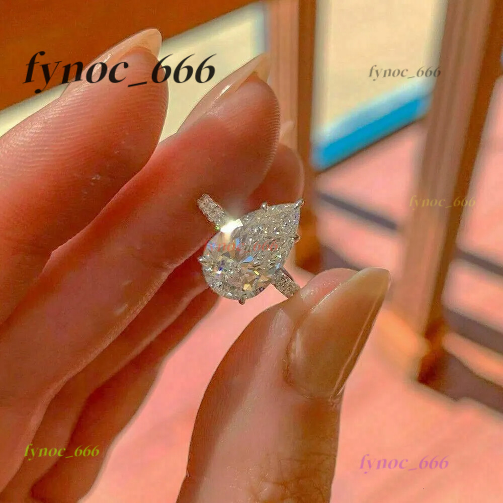 3CT Pear Cut Lab Created Diamond Solitaire Engagement Ring 14K White Gold