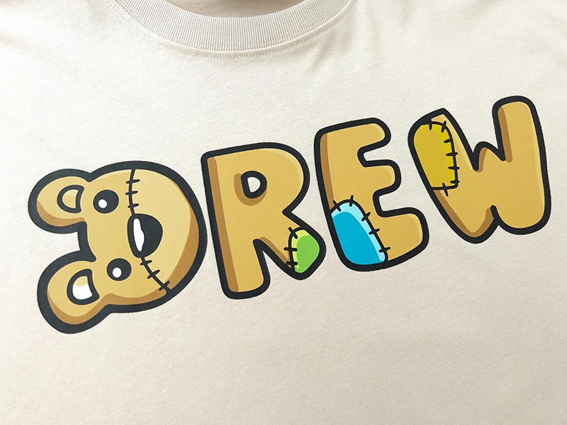Drew House New Mens Clothing vintage distressed T shirt men's and women's printed loose short sleeve T-shirt Designer luxury bear