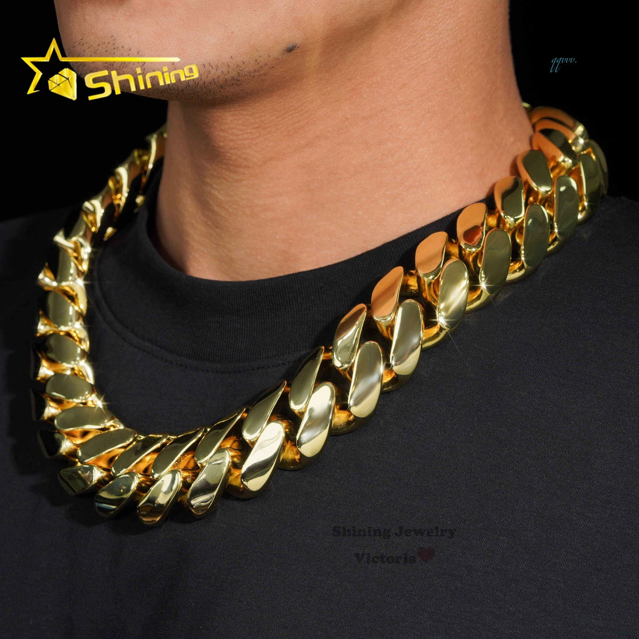 Rock Custom Super Thick Heavy Men Necklace 18K Gold Plated Brass Miami Cuban Link 30MM Cuban Chain With Moissanite Diamond Lock