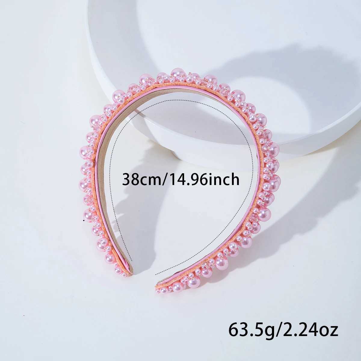1.18inch Faux Pearl Crystal Fabric Plastic Band Exquisite Hair Accessory for Prom Party Dr Up Y250808