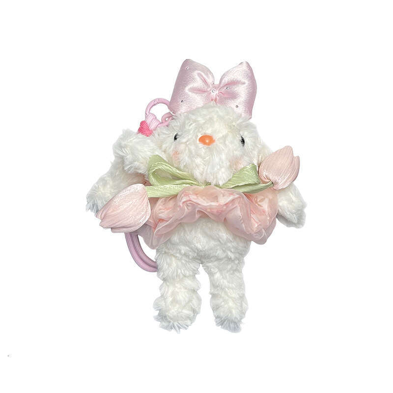 Cute Tulip Chiffon Skirt Lop-Eared Rabbit Keychain Adorable Plush Bunny Doll Internet Celebrity Bag Pendant