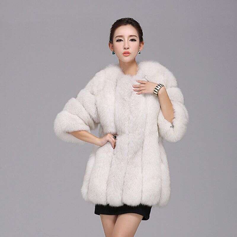 Women's Clothing Fur Autumn Winter New Fox Style Fashion Slim Fit Medium And Long Women's Warm Coat
