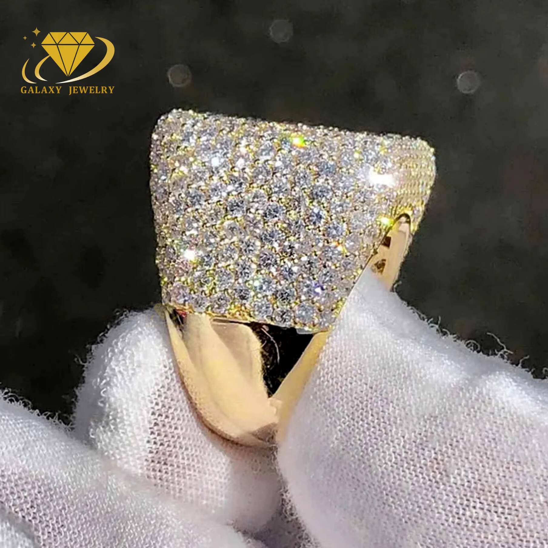Latest Solid 10K 14K 18K Gold 925 Sterling Silver Mens Bling Rapper Hip Jewelry Iced Out Moissanite Diamond Ring