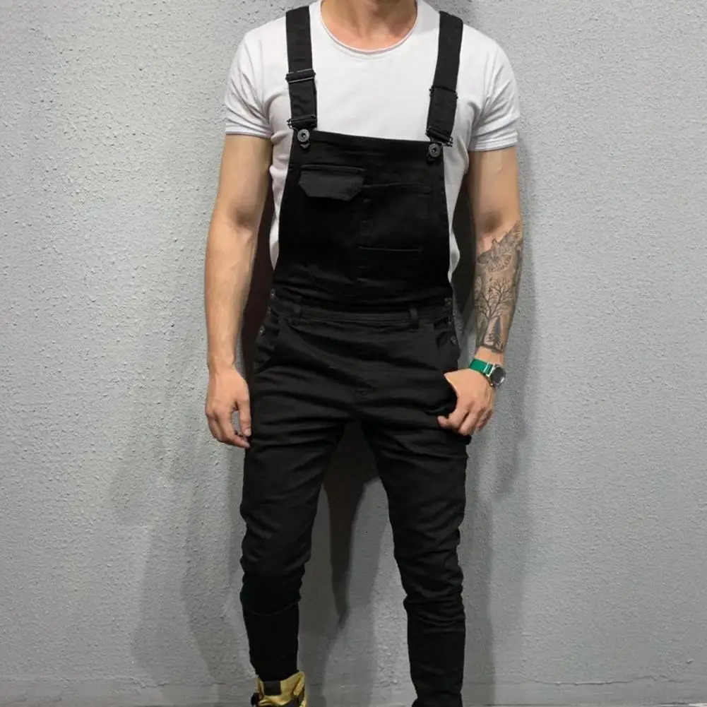 Streetwear Casual Full Length Mid Rise Cargo Jumpsuit Men Overalls for Daily Wear 250804