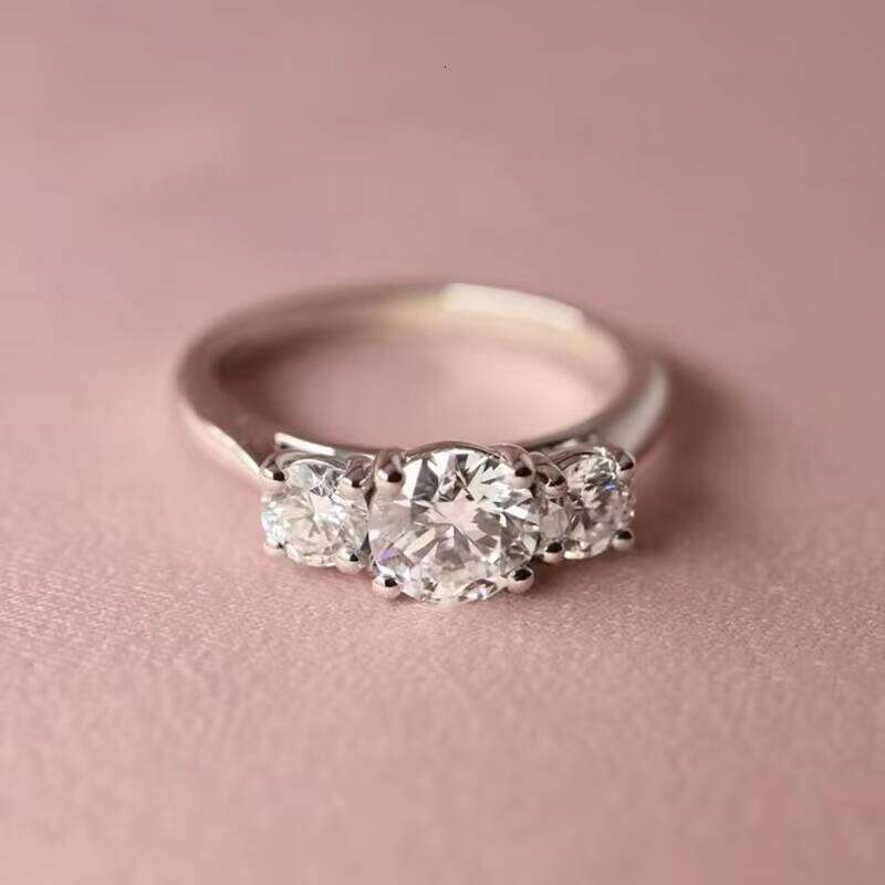 High Quality Wedding Ring Jewelry 2ct Round Cut Pass Test 14K Solid Gold VVS Moissanite Dia Engagement Rings
