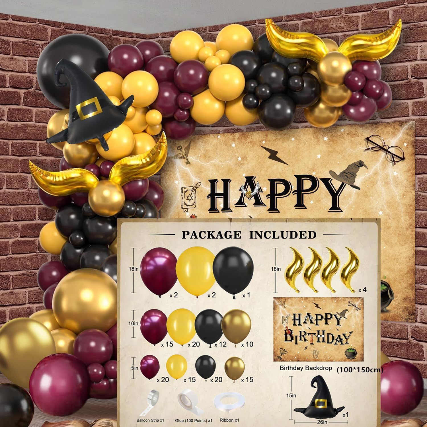 Magic Wizard Hat Kit Bury Gold Balloon Halloween Theme Venue Layout