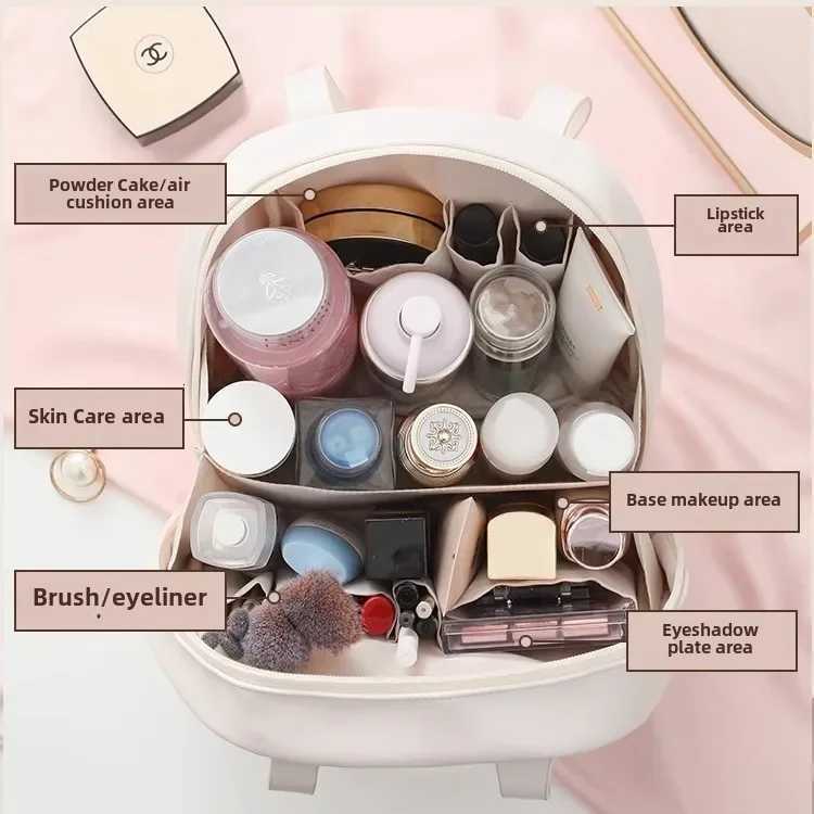 Portable Travel Large Capacity PU Handheld Cosmetic Bag Desktop Makeup Storage Bag for Toiletries Separate Cosmetic Y250808