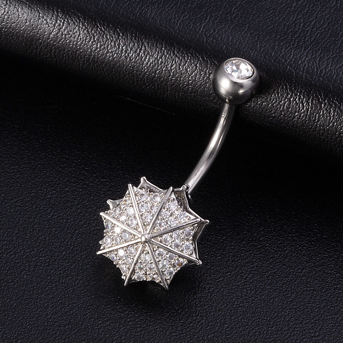 Rotating zircon inlaid navel ring, stainless steel rod, navel nail, perforated human body accessory, navel buckle accessory manufacturer