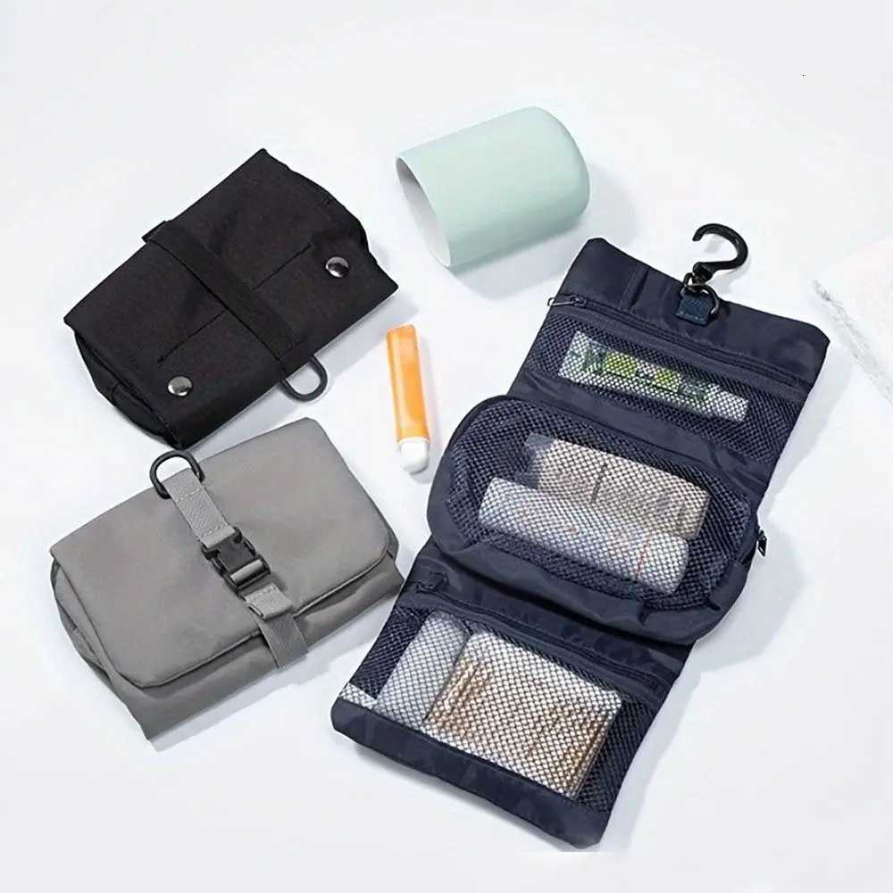 3-in-1 Foldable Toiletry Bag with Hook Multi-Functional Cosmetic Storage Bag Waterproof Detachable Hanging Organizer Travel Bag Y250808