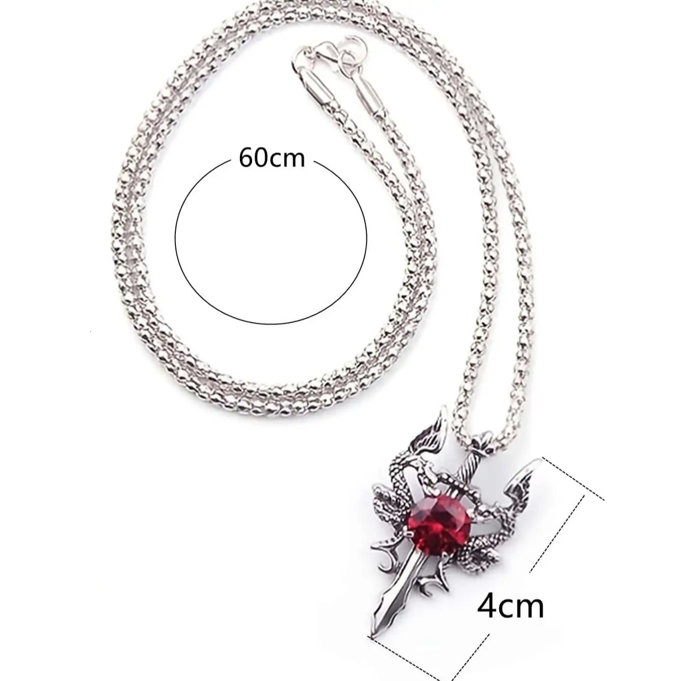1 Gothic Style Womens Ancient Silvercolor Evil Dragon Gem Pendant Necklace Personalized Fashion Street Sweater Chain Jewelry 250808