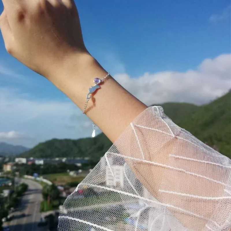 Hand Drawing Female Fashion Moonstone Cute Animal 925 Sterling Silver Jewelry Crystal Sweet Cat Temperament Bracelets SL010 Z250807