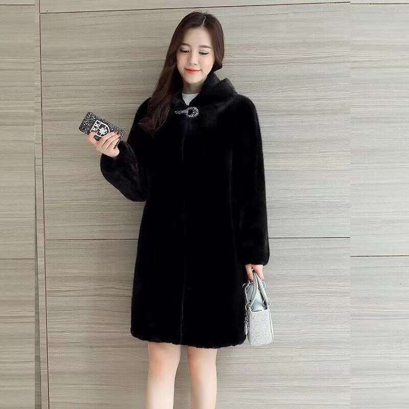 Women's Imitation Mink Women's Long Fur Coat All Mink fur coat