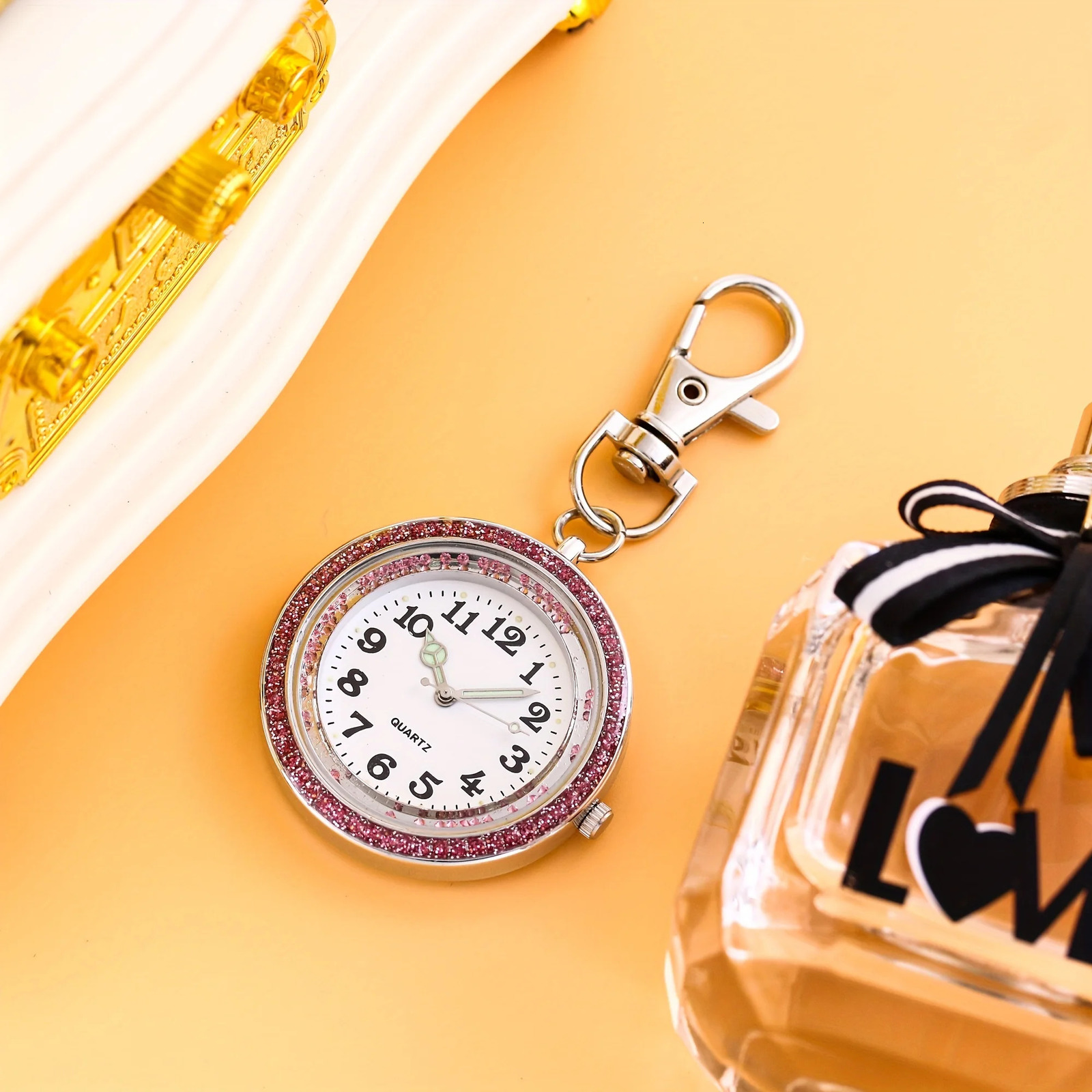 Colorful Full Diamond Luminous Needle Hanging Watch Pocket Watch Keychain Watch Nurse Watch Mens and Womens Hanging Watch 250807