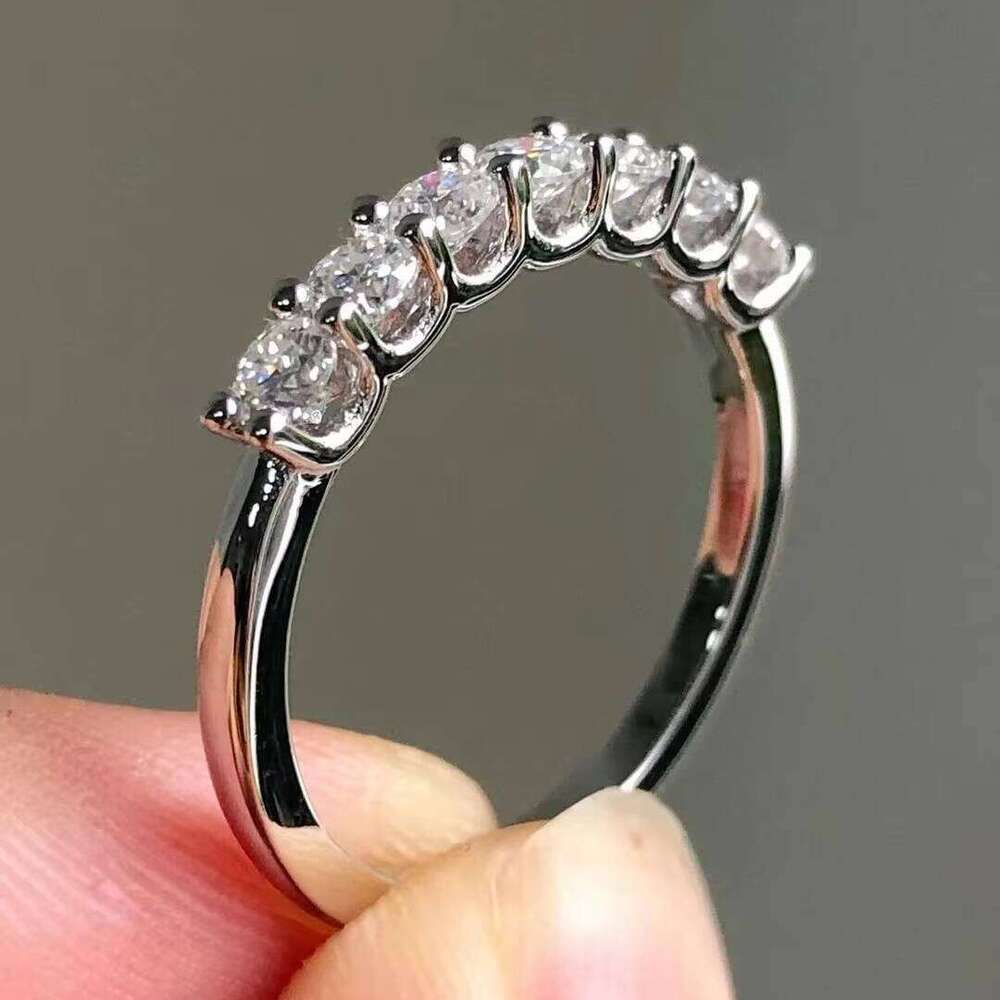 Anniversary Half Band 10k/14K/ Gold Round Brilliant Cut Moissanite Dia Wedding Ring Fine Jewelry for Women