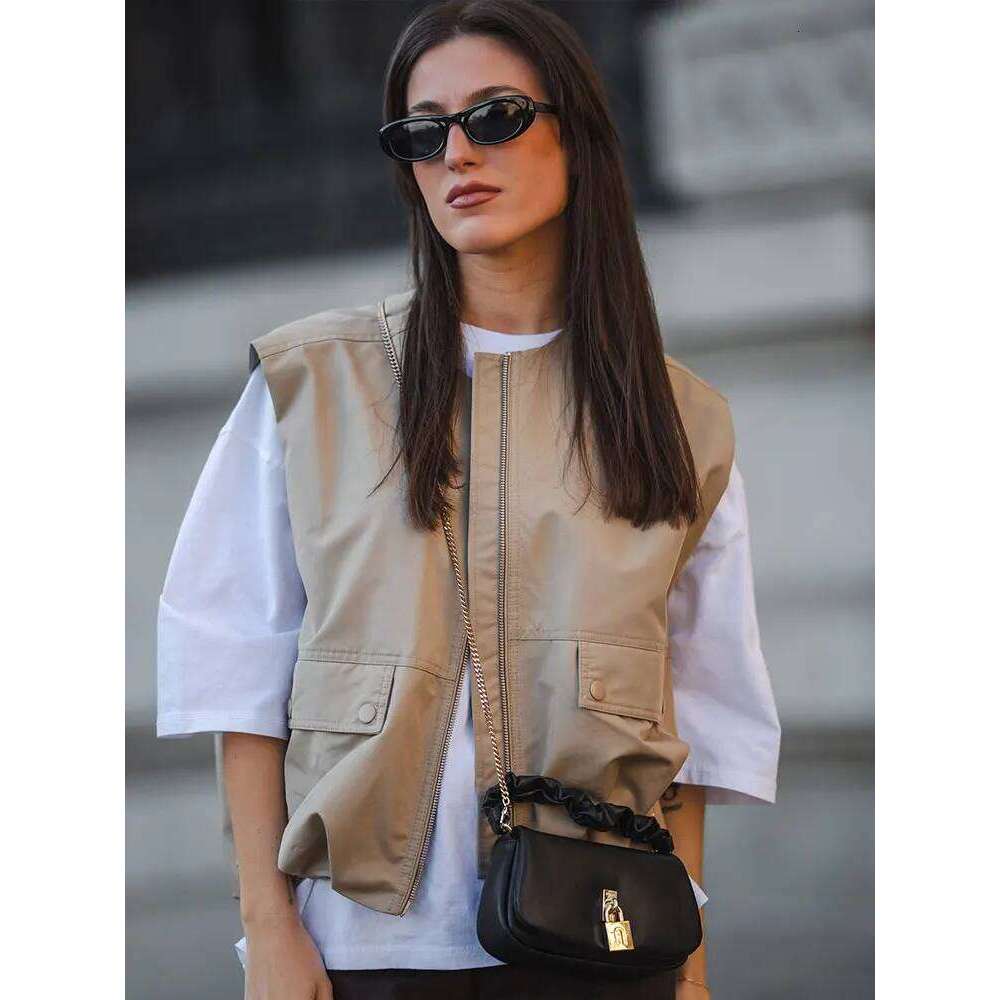 New Women Zipper Pocket Design O-Neck Sleeveless Waistcoat+Buttons Belt Decorate High Waist Long Skirt 2 Piece Set